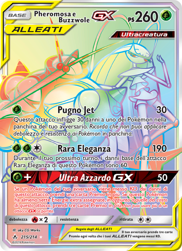 Pheromosa e Buzzwole GX 215/234 — Unbroken Bonds (Italian Pokémon TCG card)