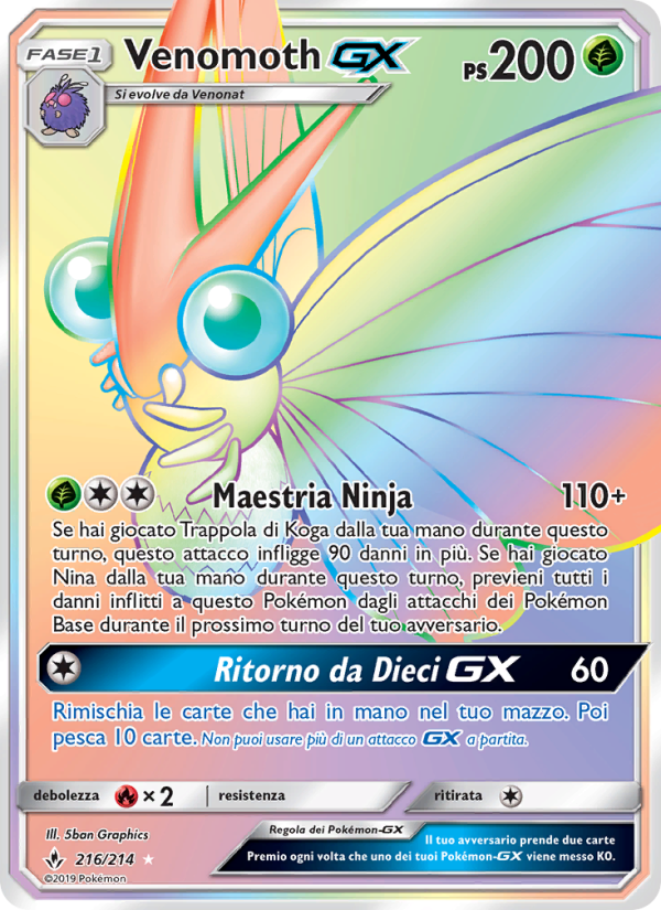 Venomoth GX 216/234 — Unbroken Bonds (Italian Pokémon TCG card)