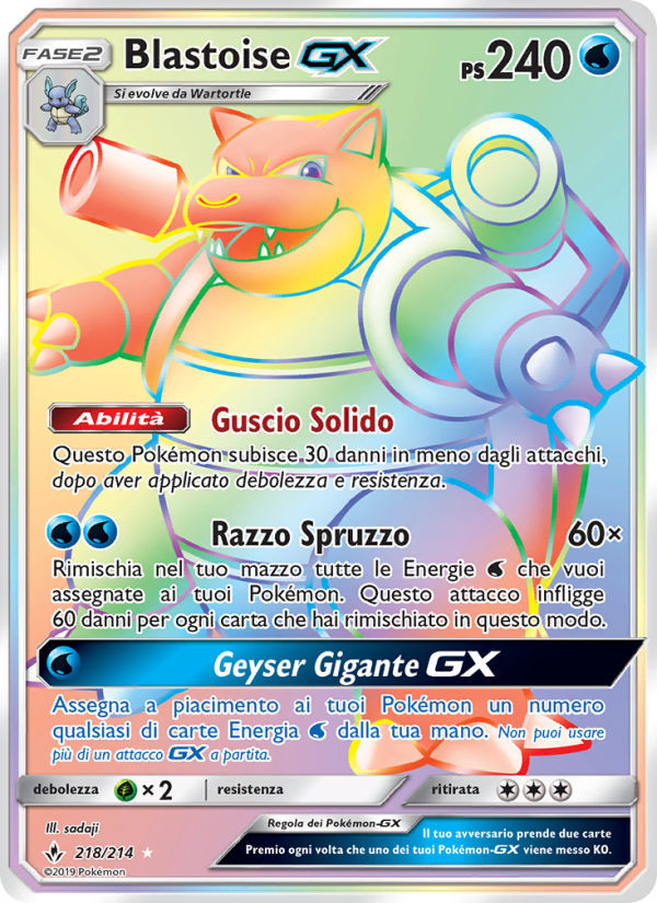 Blastoise GX 218/234 — Unbroken Bonds (Italian Pokémon TCG card)