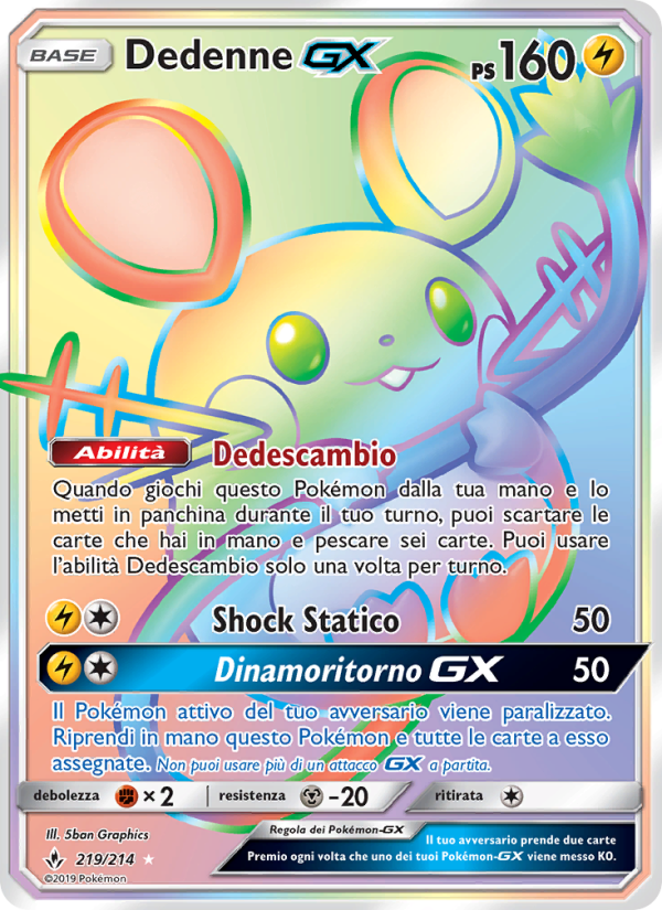 Dedenne GX 219/234 — Unbroken Bonds (Italian Pokémon TCG card)