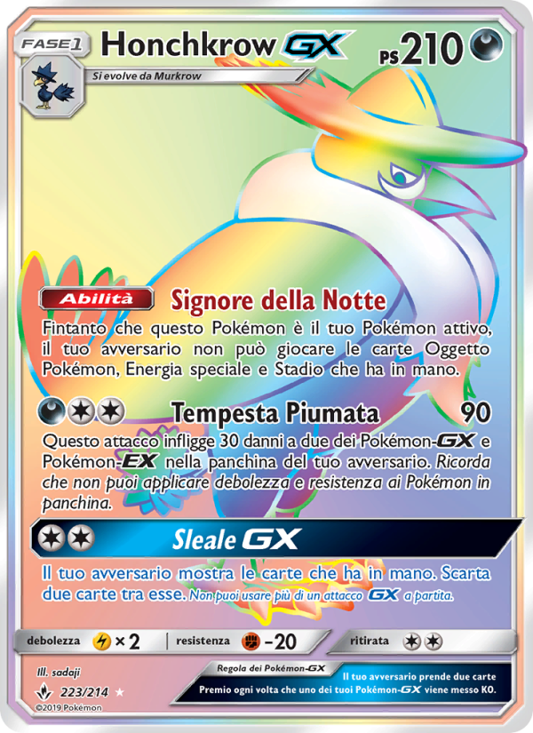 Honchkrow GX 223/234 — Unbroken Bonds (Italian Pokémon TCG card)