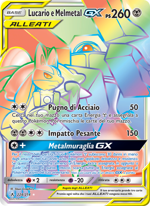 Lucario e Melmetal GX 224/234 — Unbroken Bonds (Italian Pokémon TCG card)