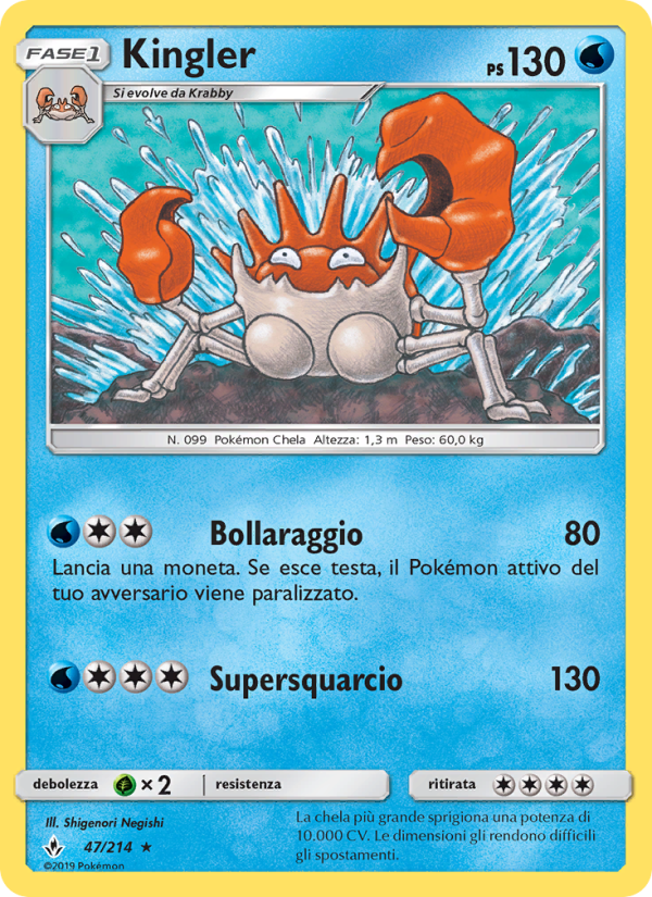 Kingler 047/234 — Unbroken Bonds (Italian Pokémon TCG card)