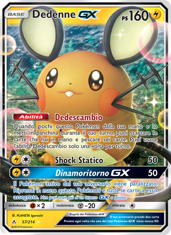 Dedenne GX 057/234 — Unbroken Bonds (Italian Pokémon TCG card)