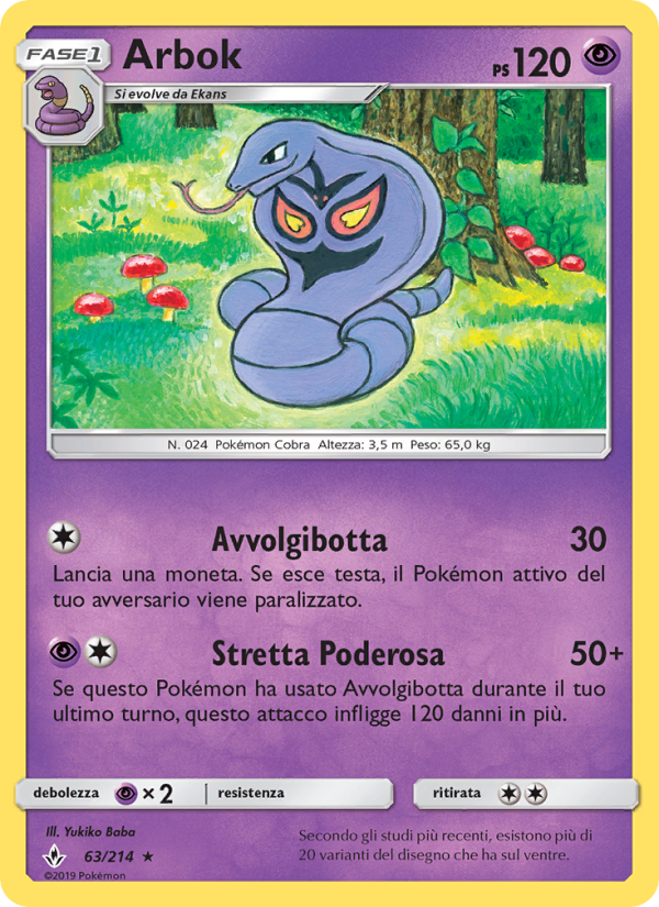 Arbok 063/234 — Unbroken Bonds (Italian Pokémon TCG card)