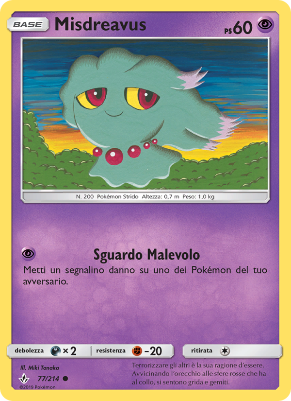 Misdreavus 077/234 — Unbroken Bonds (Italian Pokémon TCG card)