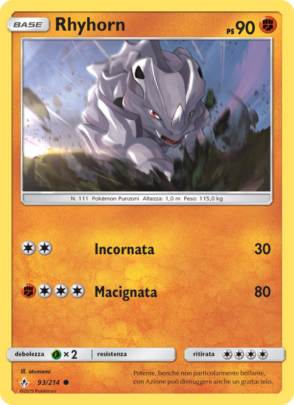Rhyhorn 093/234 — Unbroken Bonds (Italian Pokémon TCG card)