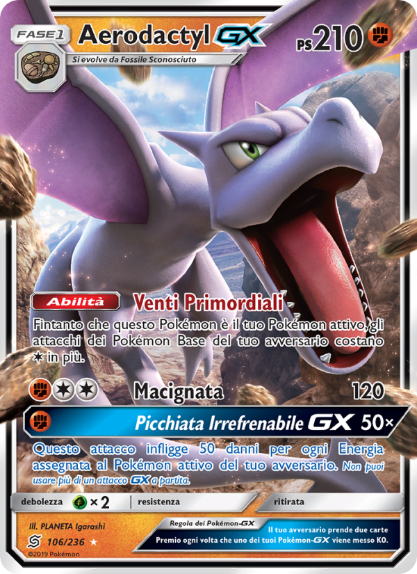 Aerodactyl GX 106/258 — Unified Minds (Italian Pokémon TCG card)