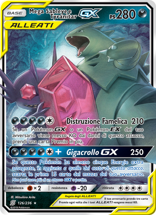 Mega Sableye e Tyranitar GX 126/258 — Unified Minds (Italian Pokémon TCG card)