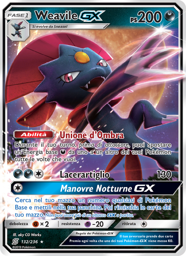 Weavile GX 132/258 — Unified Minds (Italian Pokémon TCG card)