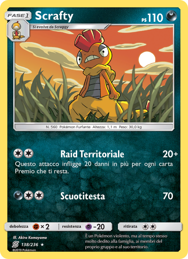 Scrafty 138/258 — Unified Minds (Italian Pokémon TCG card)