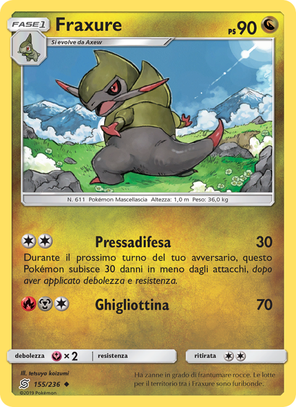 Fraxure 155/258 — Unified Minds (Italian Pokémon TCG card)