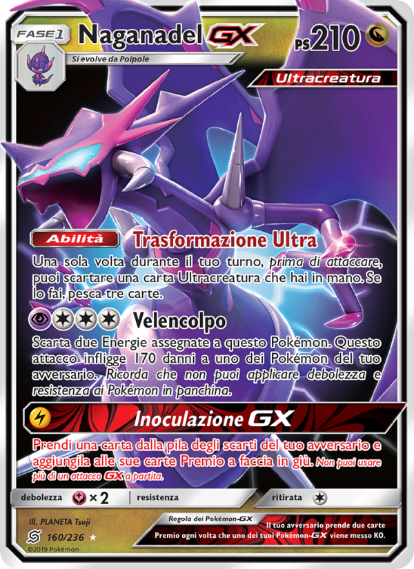 Naganadel GX 160/258 — Unified Minds (Italian Pokémon TCG card)