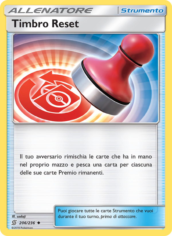 Timbro Reset 206/258 — Unified Minds (Italian Pokémon TCG card)