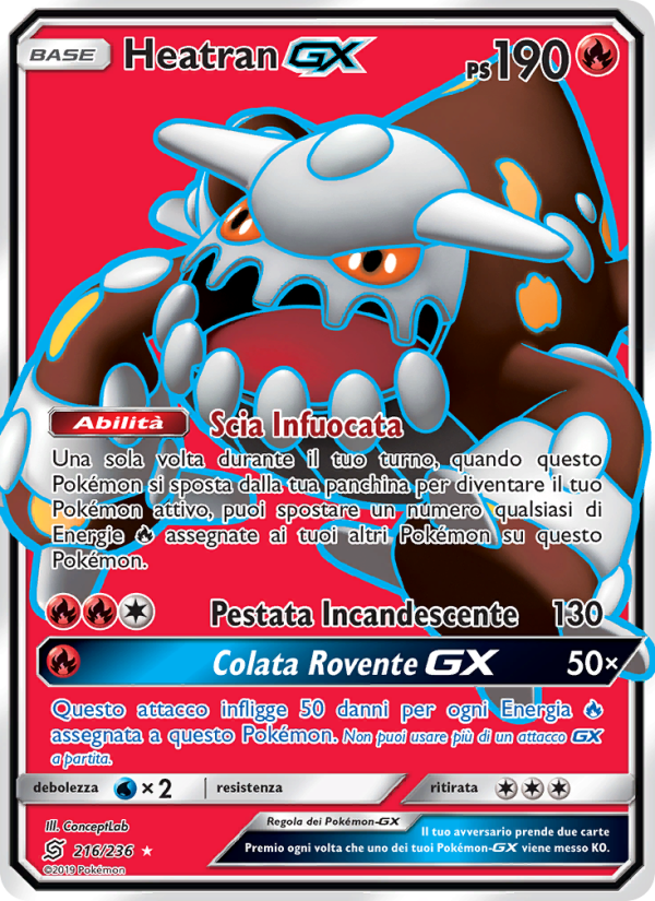 Heatran GX 216/258 — Unified Minds (Italian Pokémon TCG card)