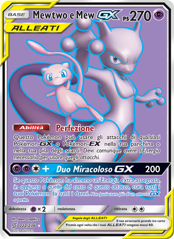 Mewtwo e Mew GX 222/258 — Unified Minds (Italian Pokémon TCG card)