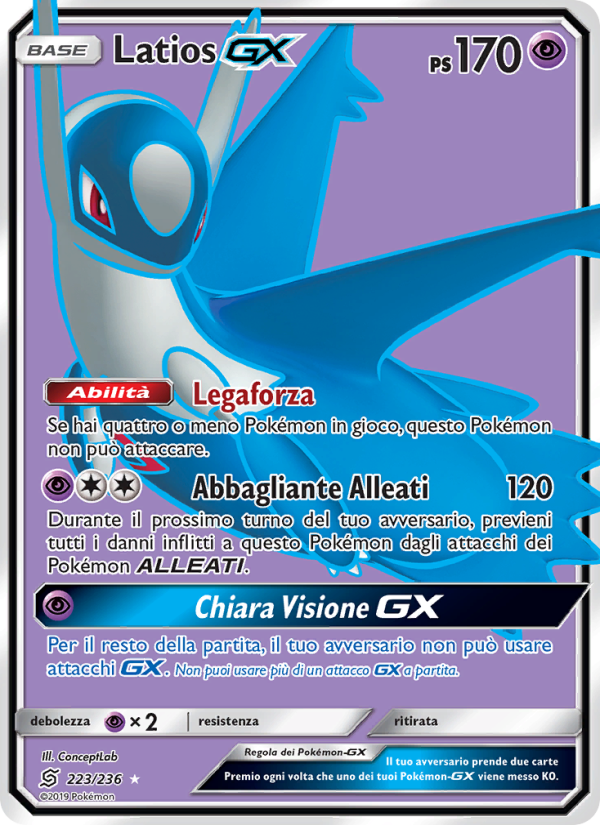Latios GX 223/258 — Unified Minds (Italian Pokémon TCG card)