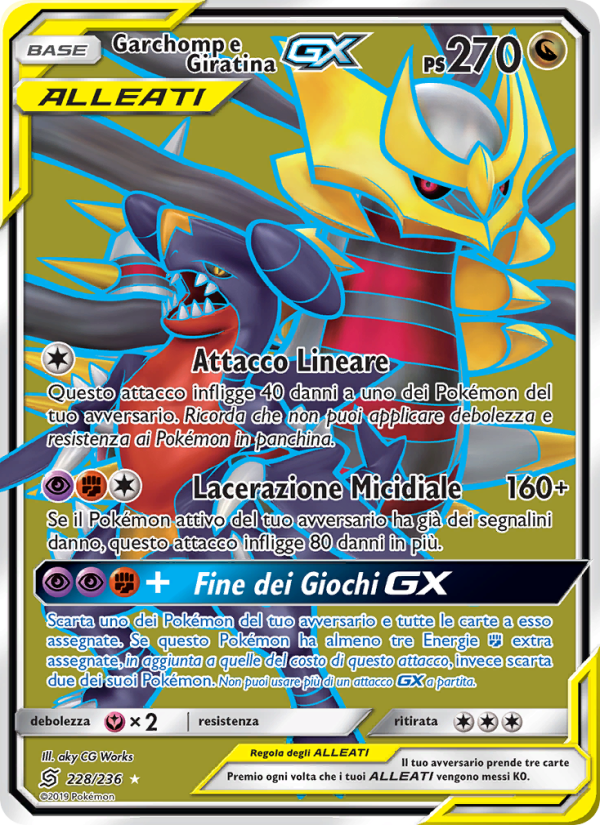 Garchomp e Giratina GX 228/258 — Unified Minds (Italian Pokémon TCG card)