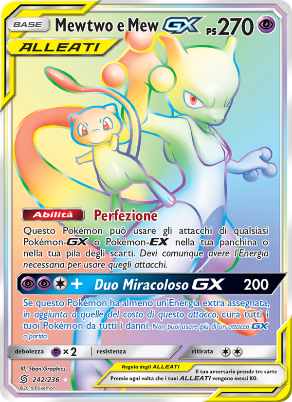 Mewtwo e Mew GX 242/258 — Unified Minds (Italian Pokémon TCG card)