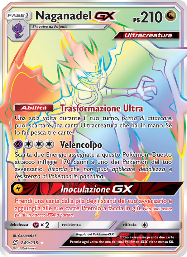 Naganadel GX 249/258 — Unified Minds (Italian Pokémon TCG card)