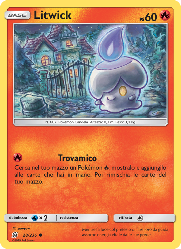 Litwick 028/258 — Unified Minds (Italian Pokémon TCG card)