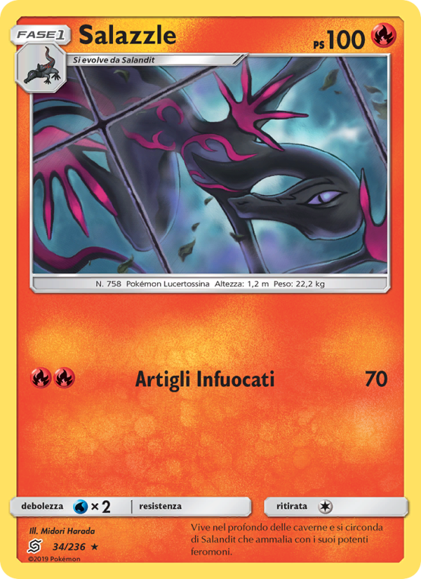 Salazzle 034/258 — Unified Minds (Italian Pokémon TCG card)