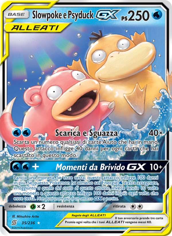 Slowpoke e Psyduck GX 035/258 — Unified Minds (Italian Pokémon TCG card)