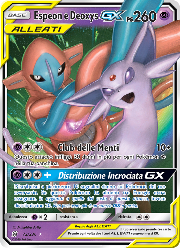 Espeon e Deoxys GX 072/258 — Unified Minds (Italian Pokémon TCG card)