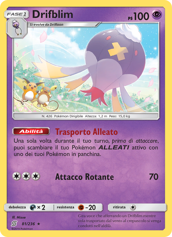 Drifblim 081/258 — Unified Minds (Italian Pokémon TCG card)