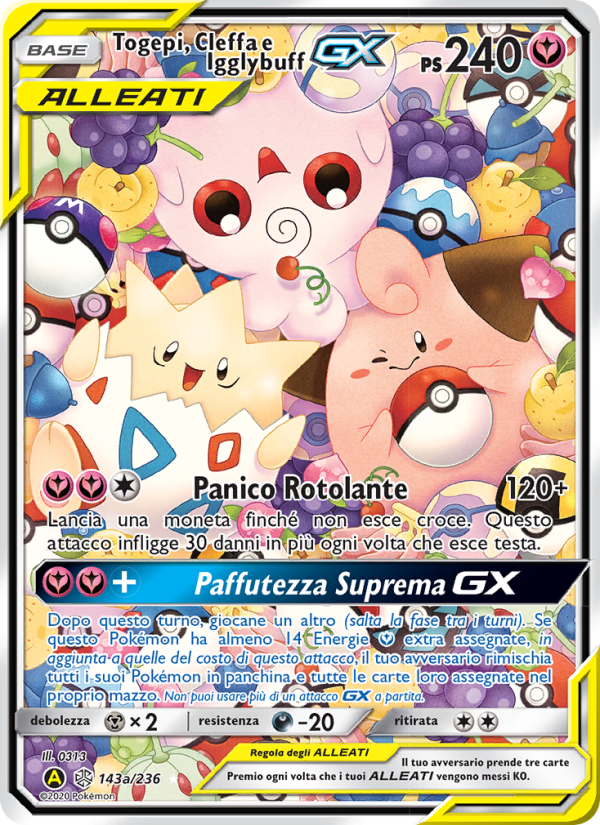 Togepi, Cleffa e Igglybuff GX 143/271 — Cosmic Eclipse (Italian Pokémon TCG card)
