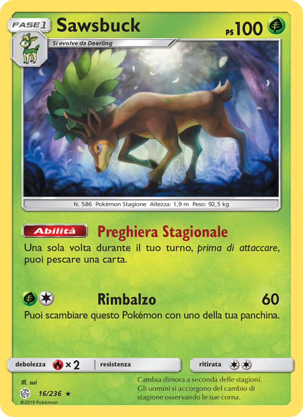 Sawsbuck 016/271 — Cosmic Eclipse (Italian Pokémon TCG card)