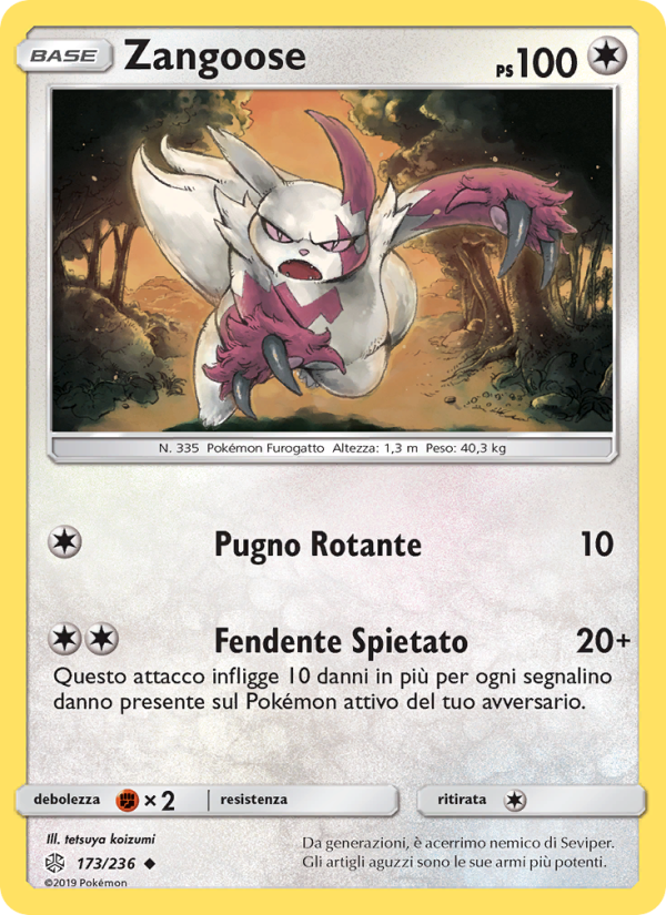 Zangoose 173/271 — Cosmic Eclipse (Italian Pokémon TCG card)