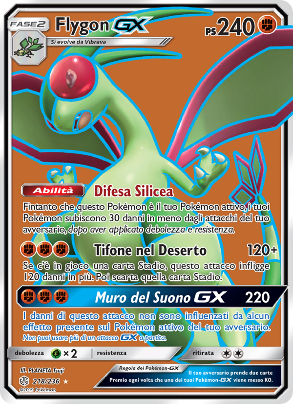 Flygon GX 218/271 — Cosmic Eclipse (Italian Pokémon TCG card)