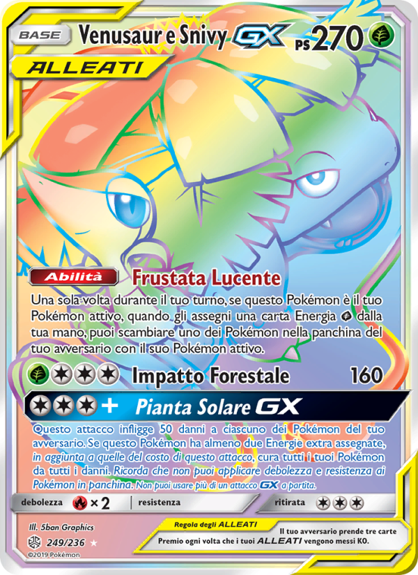 Venusaur e Snivy GX 249/271 — Cosmic Eclipse (Italian Pokémon TCG card)