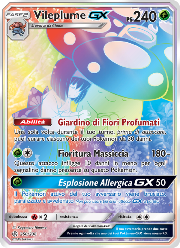 Vileplume GX 250/271 — Cosmic Eclipse (Italian Pokémon TCG card)