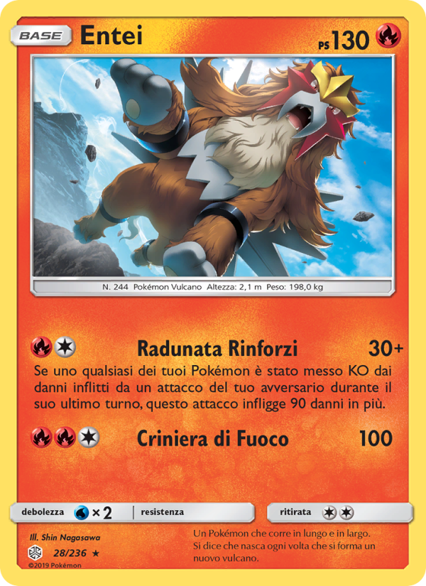 Entei 028/271 — Cosmic Eclipse (Italian Pokémon TCG card)
