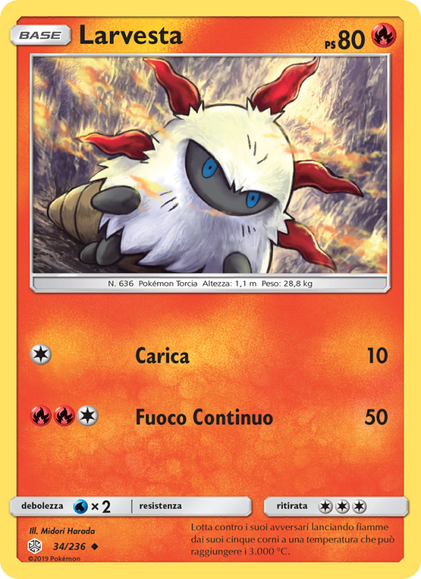 Larvesta 034/271 — Cosmic Eclipse (Italian Pokémon TCG card)