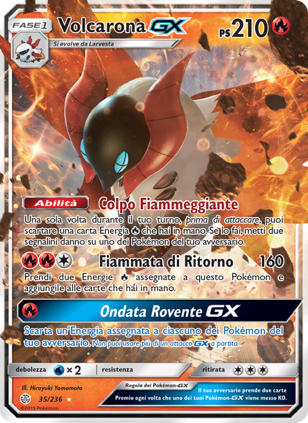 Volcarona GX 035/271 — Cosmic Eclipse (Italian Pokémon TCG card)