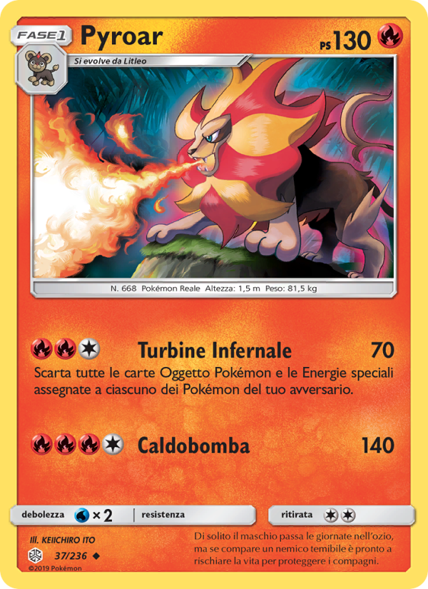 Pyroar 037/271 — Cosmic Eclipse (Italian Pokémon TCG card)
