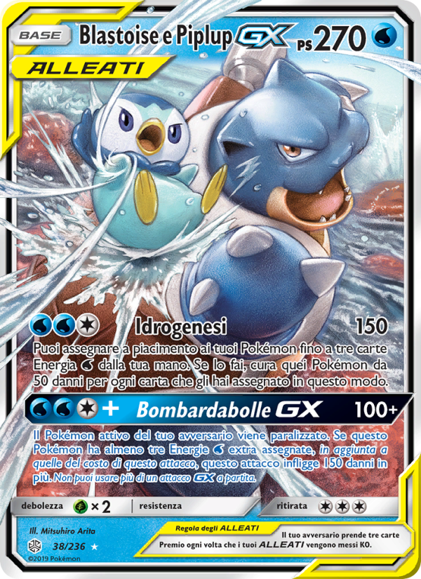 Blastoise e Piplup GX 038/271 — Cosmic Eclipse (Italian Pokémon TCG card)