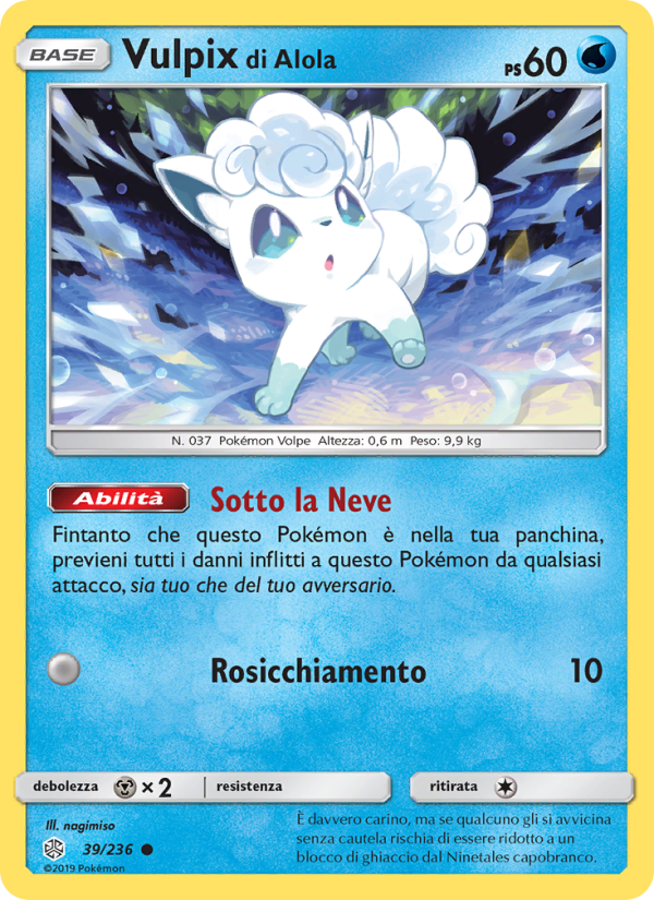 Vulpix di Alola 039/271 — Cosmic Eclipse (Italian Pokémon TCG card)