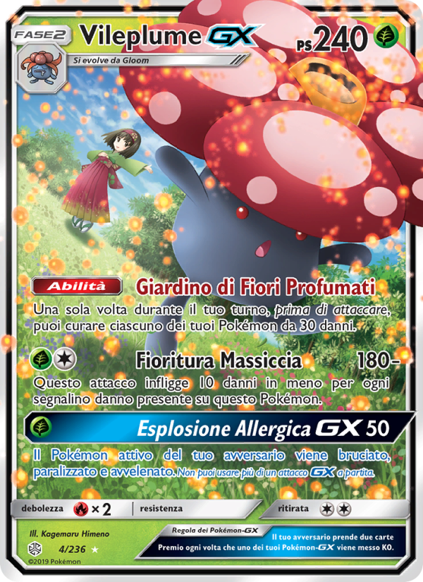 Vileplume GX 004/271 — Cosmic Eclipse (Italian Pokémon TCG card)