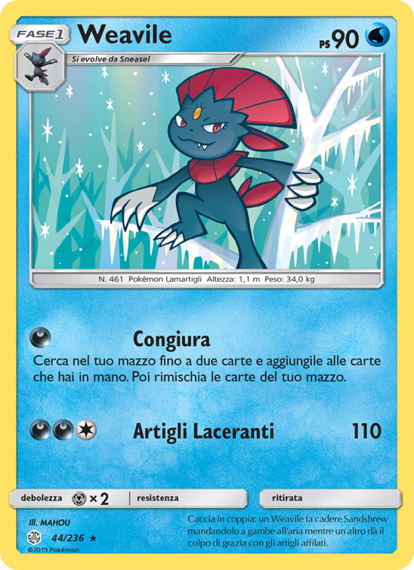 Weavile 044/271 — Cosmic Eclipse (Italian Pokémon TCG card)