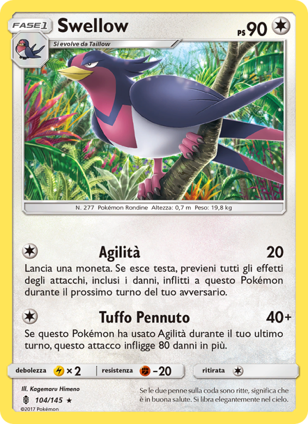 Swellow 104/169 — Guardians Rising (Italian Pokémon TCG card)
