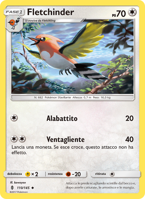 Fletchinder 110/169 — Guardians Rising (Italian Pokémon TCG card)
