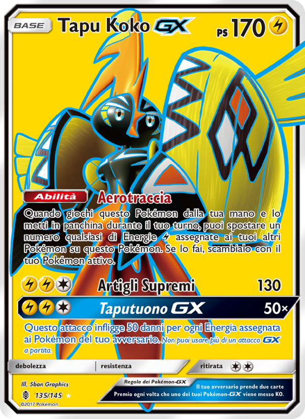 Tapu Koko GX 135/169 — Guardians Rising (Italian Pokémon TCG card)