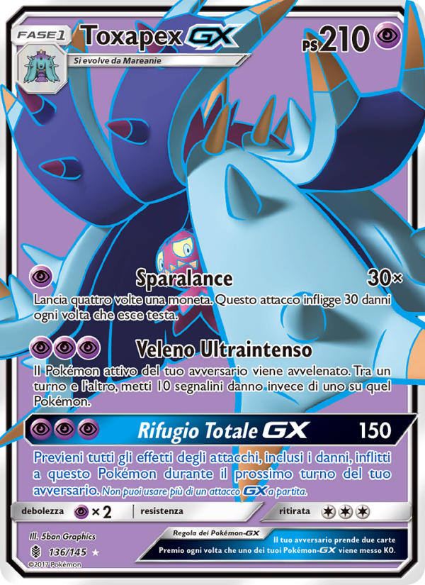 Toxapex GX 136/169 — Guardians Rising (Italian Pokémon TCG card)