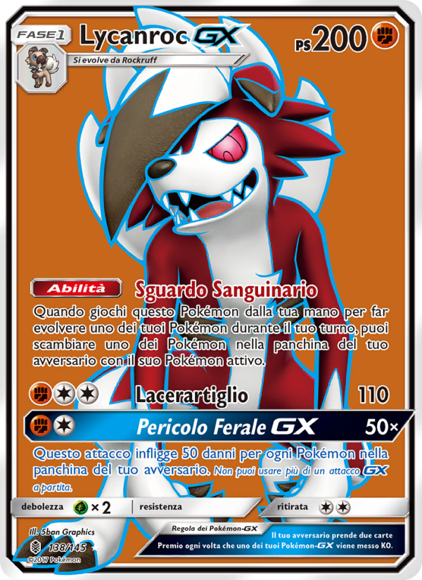 Lycanroc GX 138/169 — Guardians Rising (Italian Pokémon TCG card)