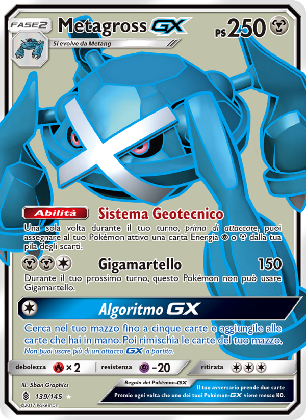 Metagross GX 139/169 — Guardians Rising (Italian Pokémon TCG card)