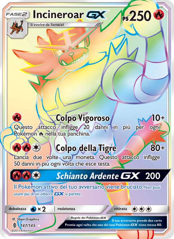 Incineroar GX 147/169 — Guardians Rising (Italian Pokémon TCG card)